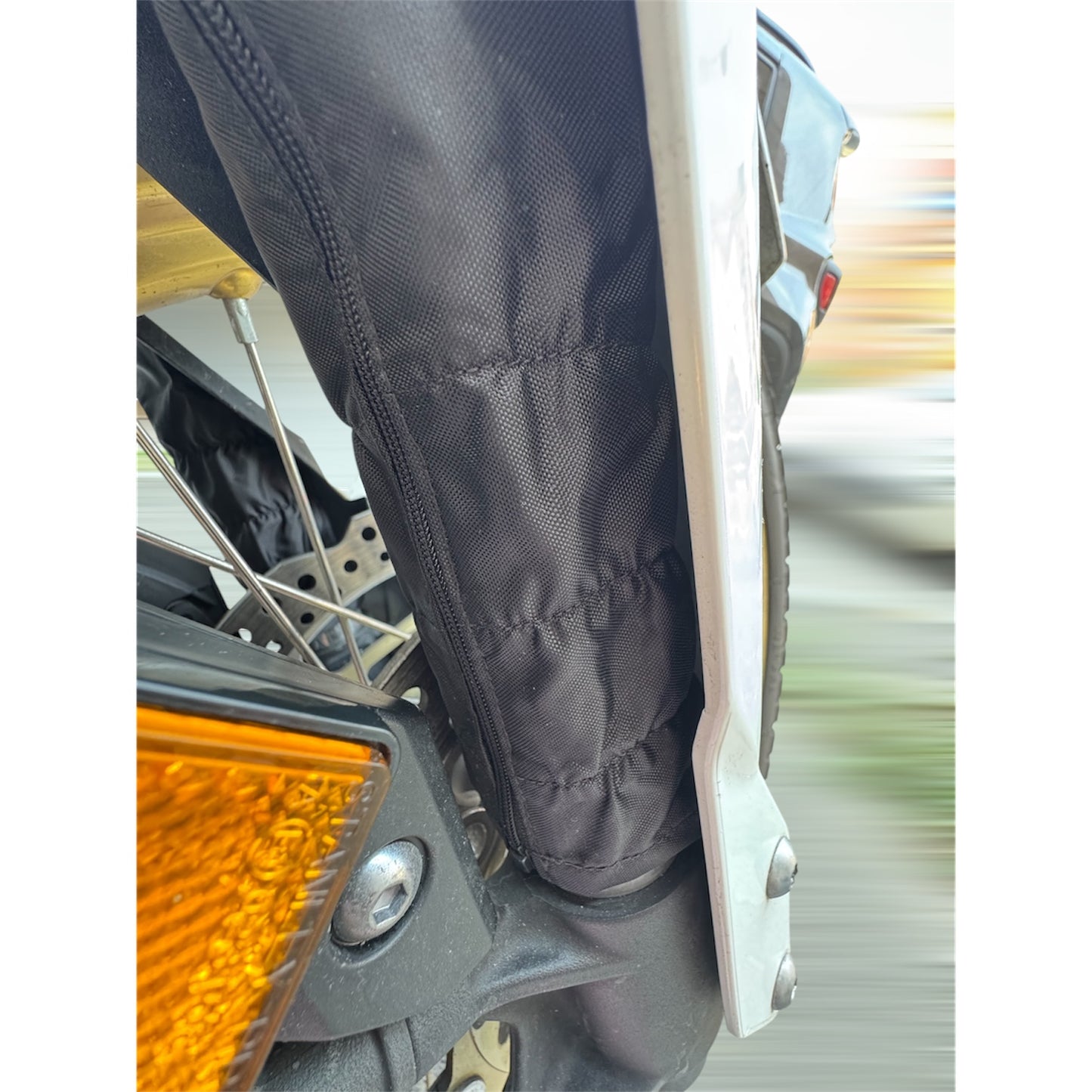*NUOVO* Forksaver® DUAL ZIP con cerniera – Protezione forcella per moto Adventure e Dual Sport NERO